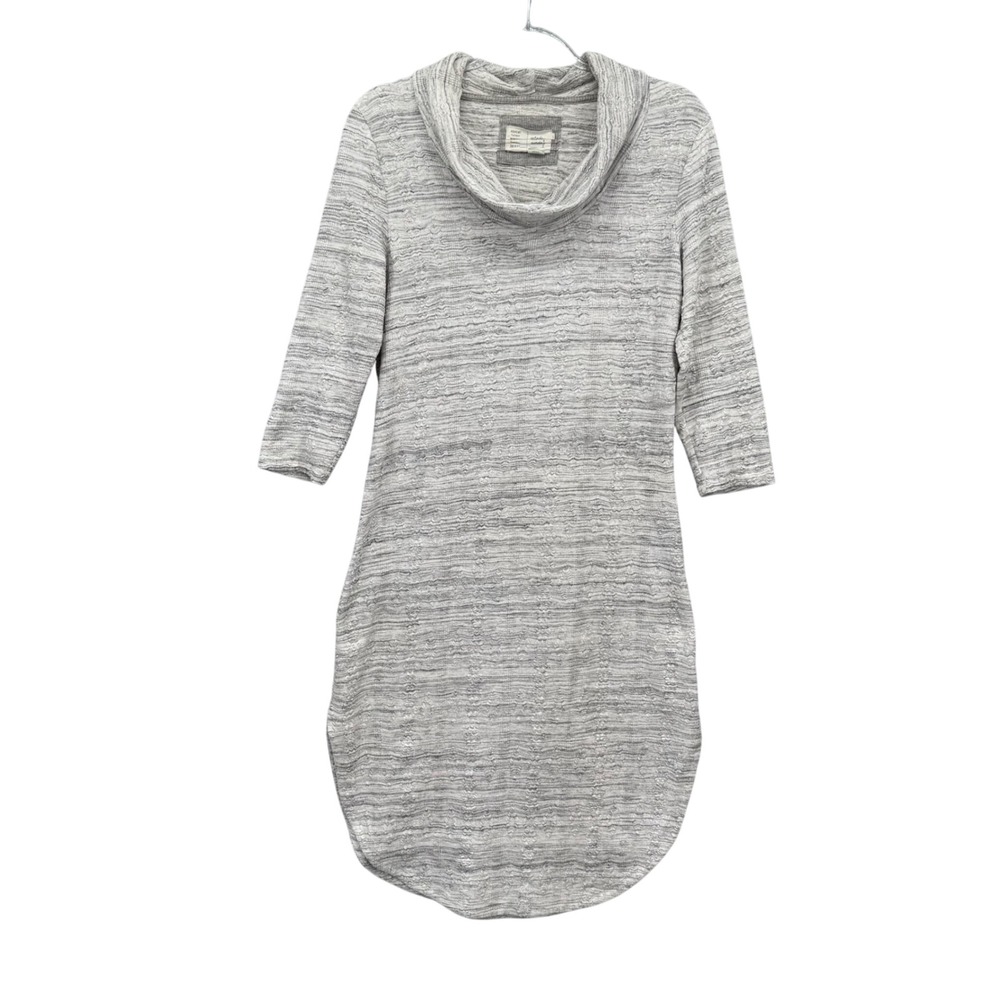 Saturday Sunday Anthropologie Gray Knit Tunic Dress Cowl Neck 3/4 Sleeve Women M